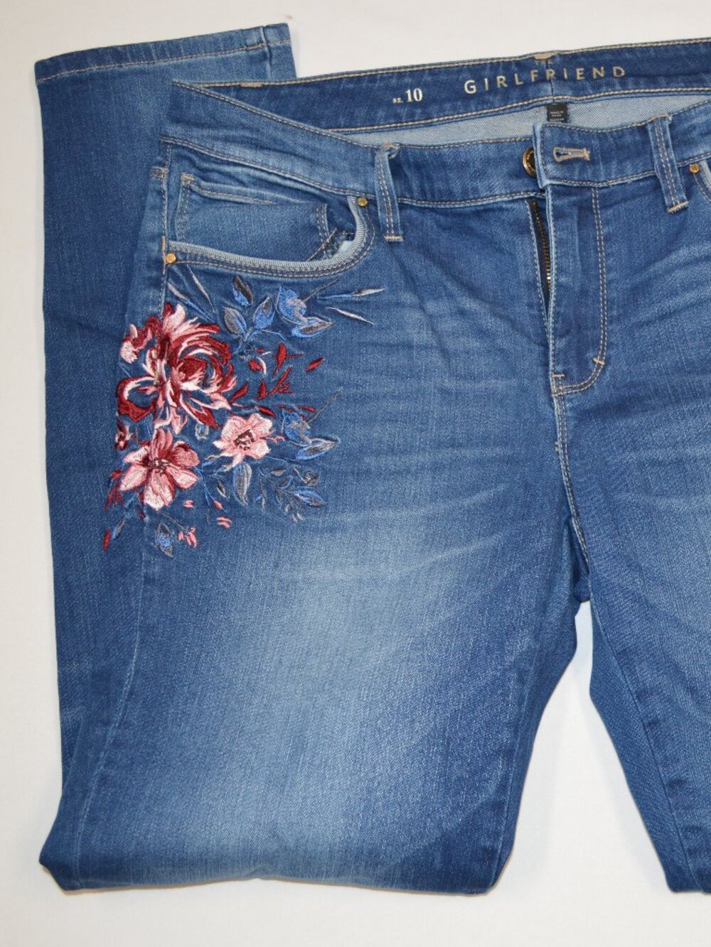 White House Black Market Women’s Size 10 Blue Floral Skinny Crop Jeans Stretch
